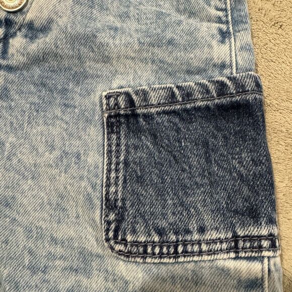 H & M Baby Girl 6 Months Acid Wash Denim Overall Dress Jumper Pockets HM Grunge - Picture 6 of 13